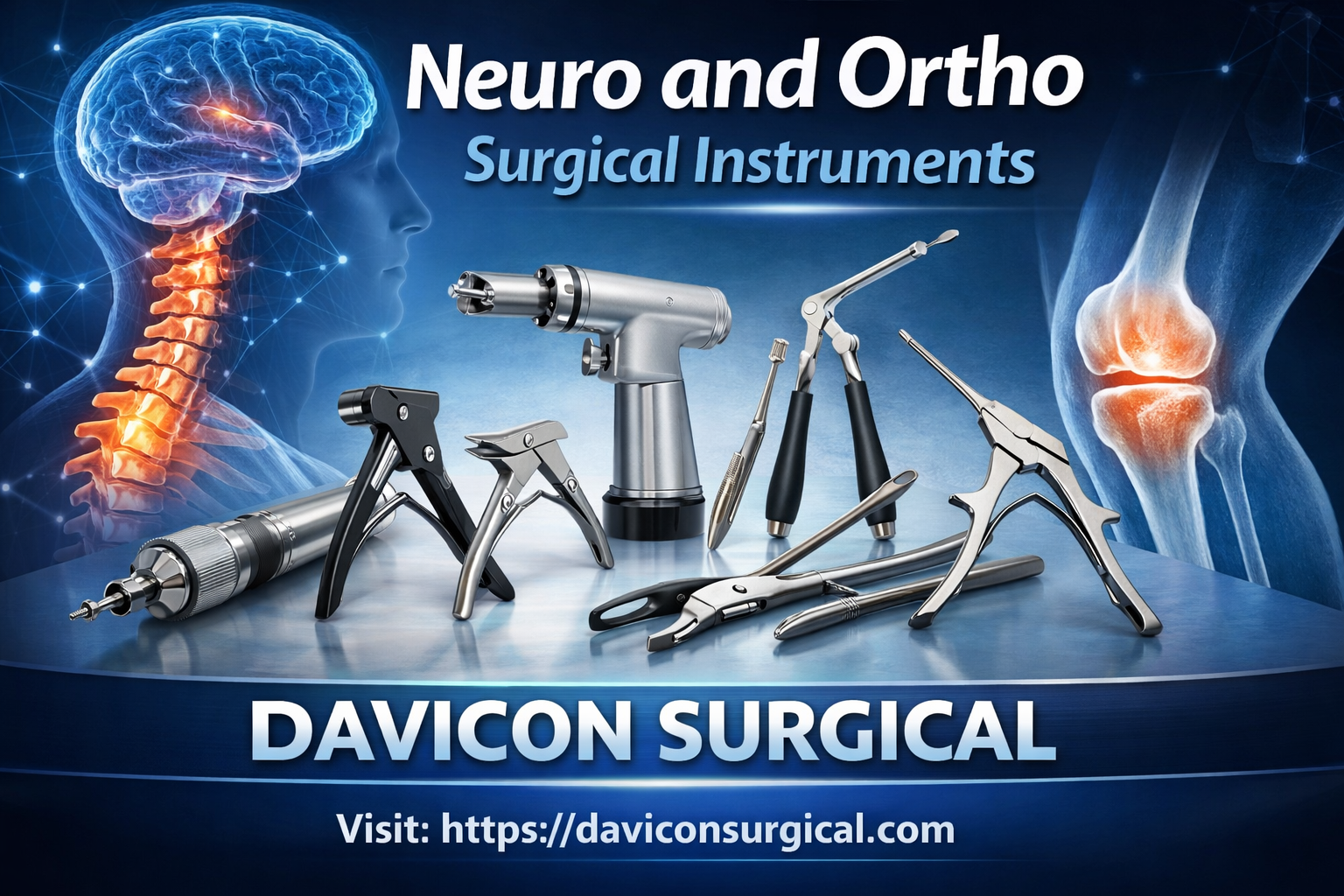 High-quality Neuro and Ortho Surgical Instruments by Davicon Surgical for neurosurgery and orthopedic procedures.